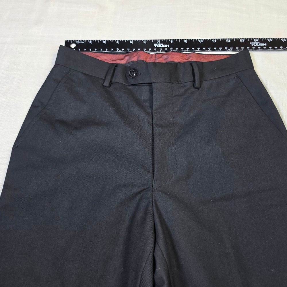 Park Mens Black Flat Front Dress Pants Old Money T00602S Italy Design W28 L31